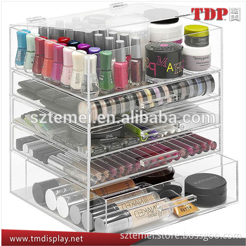 Clear/Black Plexiglass Box with 5 Drawers Acrylic Drawer Organiser